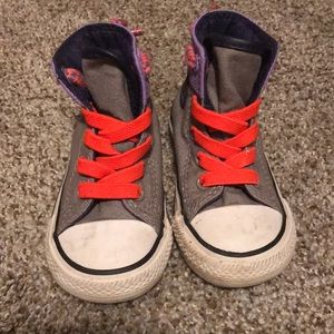 converse high tops size 5 grey and purple